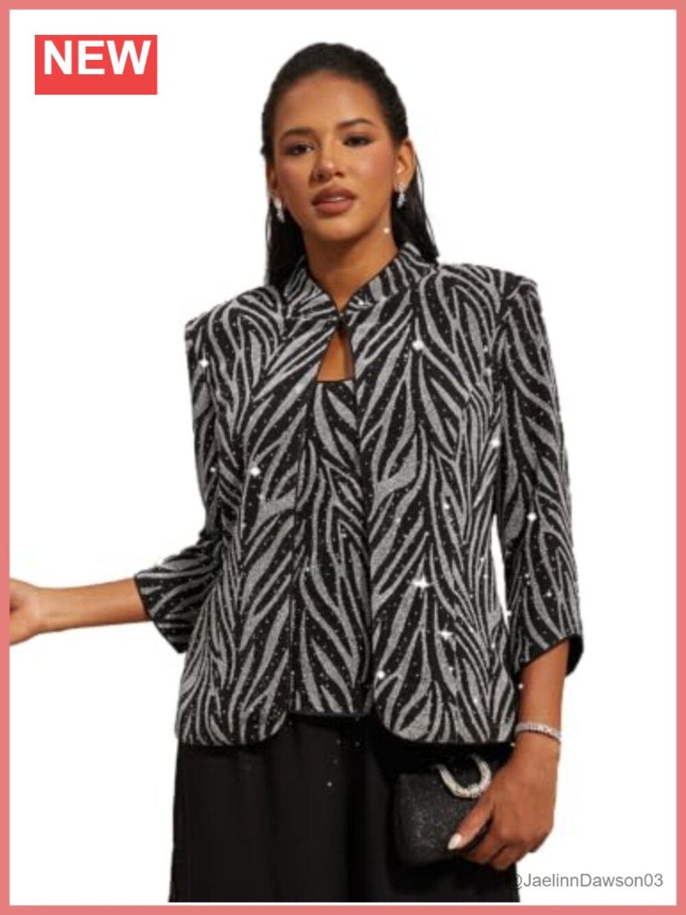 Sparkle Rhinestone Floral Jacquard Tank Top Jacket Twinset Formal 2 Piece Set